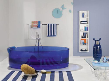 Blue Glass Bathtub by Regia