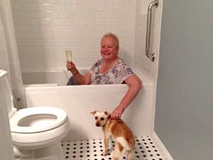 Holly enjoying her newly remodeled bath