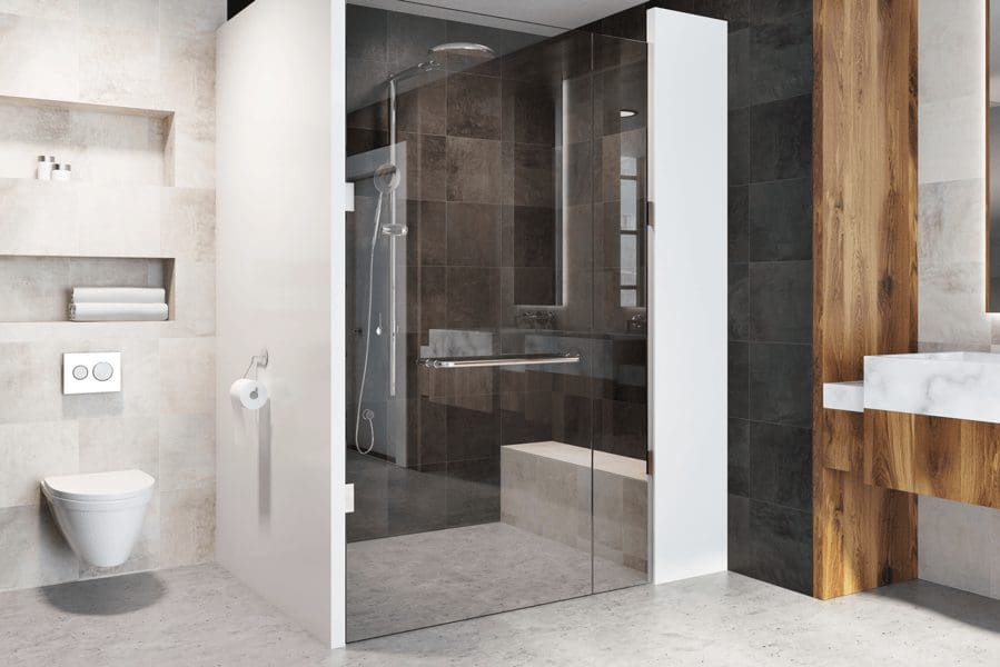 modern curbless shower