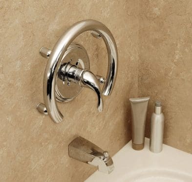 Shower valve grab bar