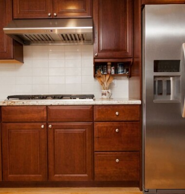 kitchen cabinets with fridge