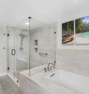 modern bathtub with shower