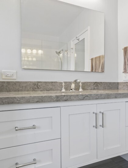 bathroom mirror with light and cabinet