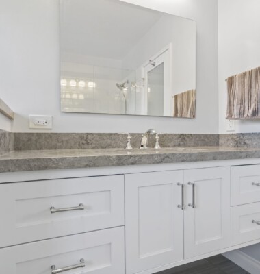 bathroom mirror with light and cabinet
