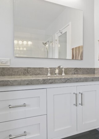bathroom mirror with light and cabinet